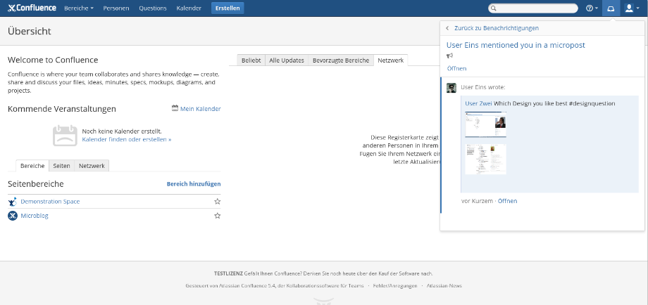 Microblogging for Confluence Screen 2