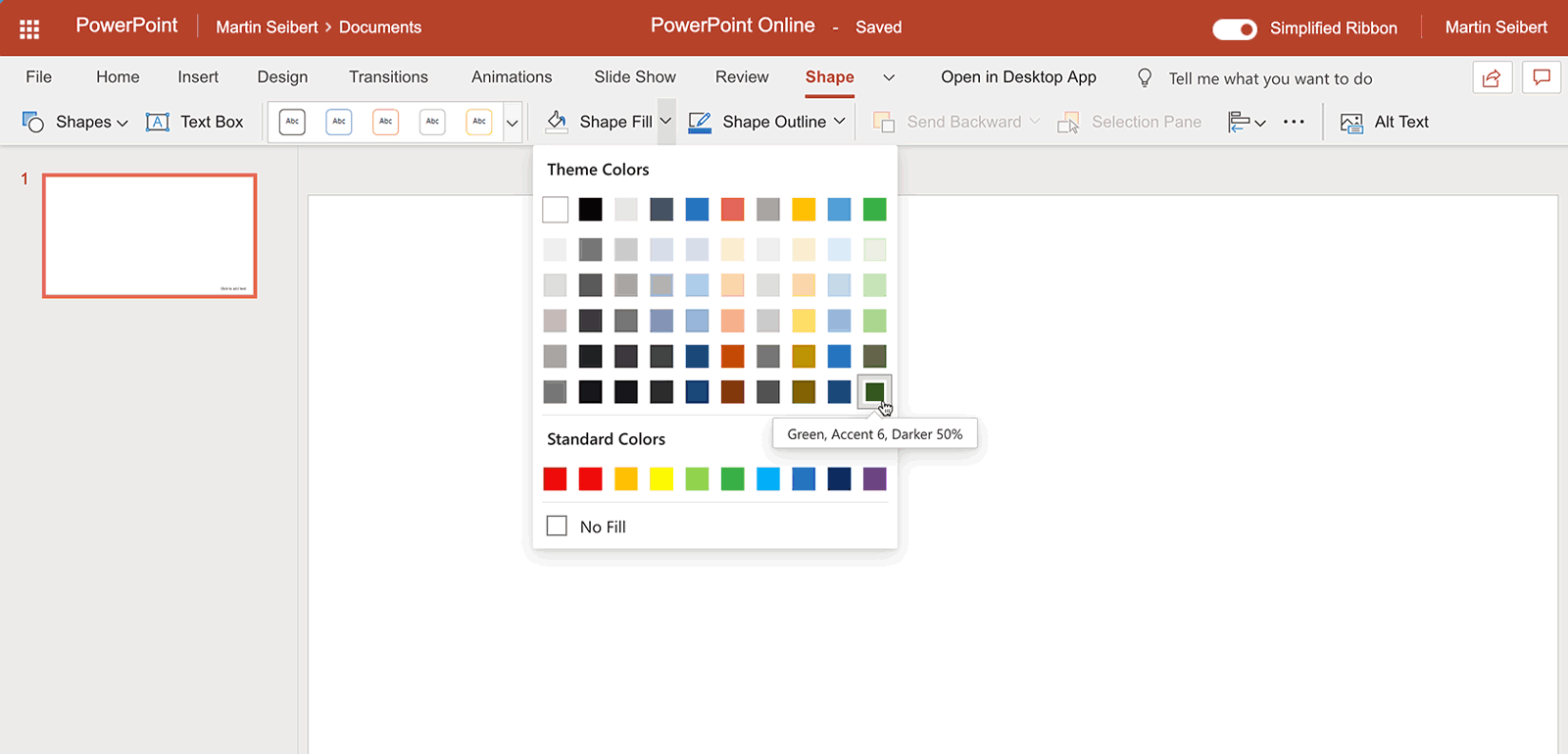 Farben in Powerpoint Online und Google Slides