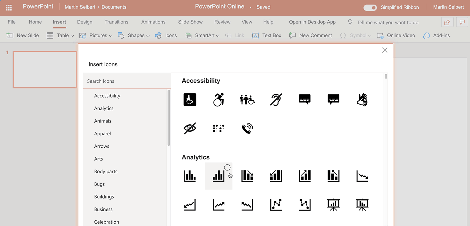 Icons in Powerpoint Online und Google Slides