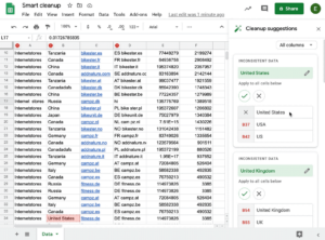 Datenvalidierung in Google Sheets