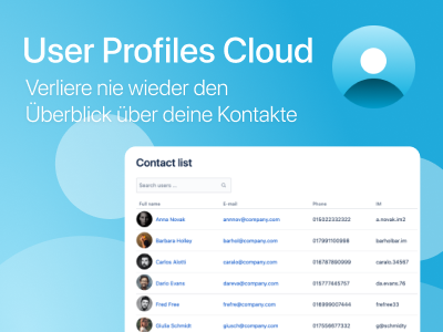 Confluence Cloud bzw. die Atlassian-Profile bieten nur eine limitierte Anzahl an Informationen über Benutzer und Benutzerinnen. Mit User Profiles Cloud (Contacts) kannst du diese Daten ergänzen!