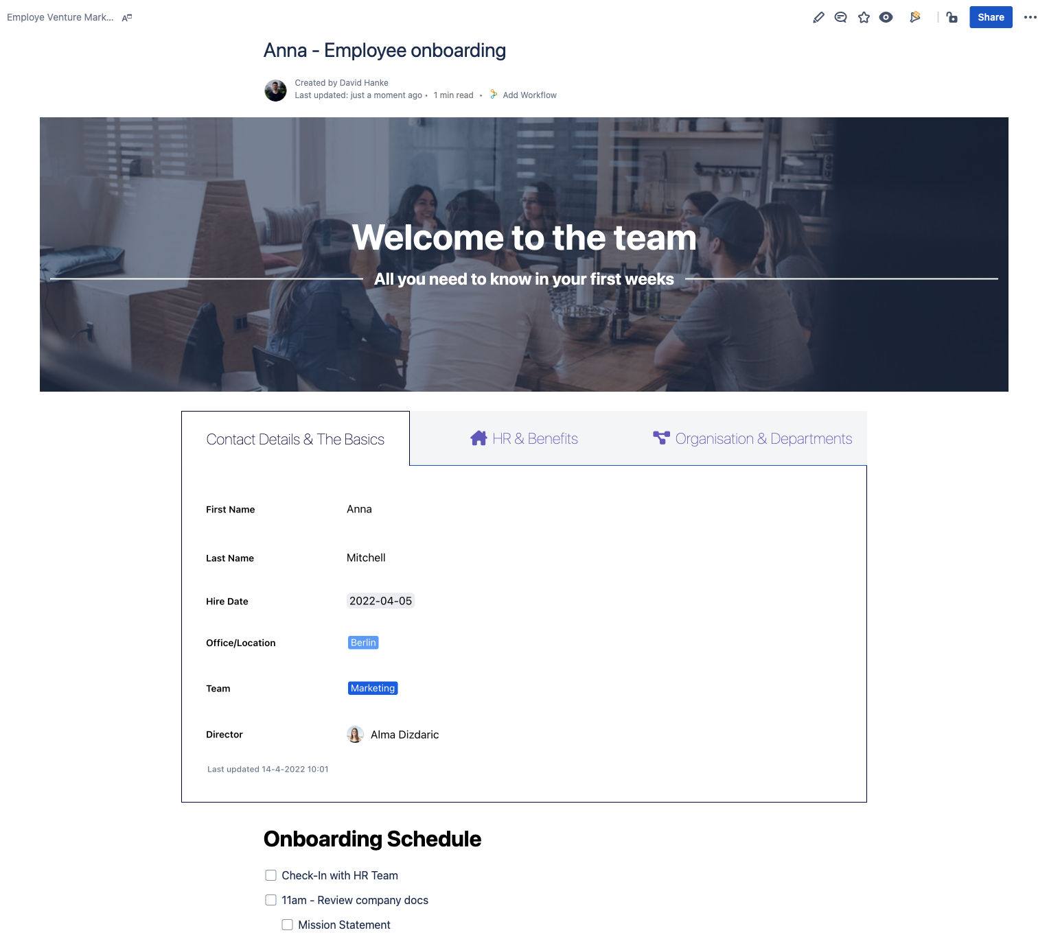 Onboarding mit Properties – Welcome to the team!